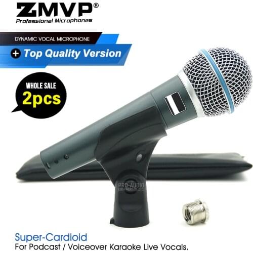 2pcs/Lots Grade A BETA58A Professional Performance Dynamic Wired Microphone BETA Handheld 58A Mic For Karaoke Live Vocals Stage