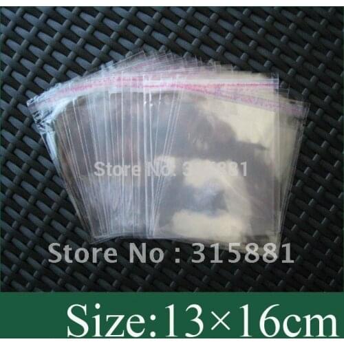 500x clear Self Adhesive Seal Plastic Bag 13x16cm opp bag /poly bag free shipping