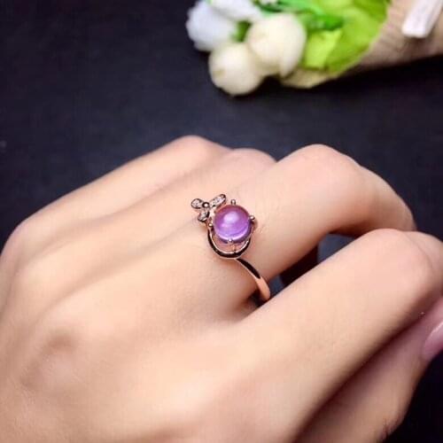 Real And Natural Amehtyst ring Wedding Ring Free shipping 925 sterling silver rings Gem Size 6mm