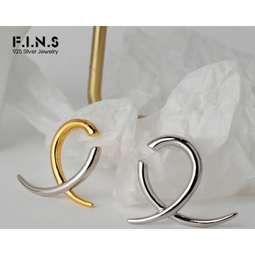 F.I.N.S 1PC Minimalist S925 Sterling Silver Geometric Ear Clip Without Piercing Q-Shape Ear Bone Buckle Gold Silver Open Earring