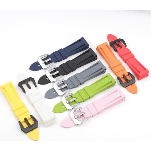 Silicone Rubber Watchband 20mm 22mm 24mm Black Blue Green White Watch Strap For Panerai Band Waterproof Bracelet #E