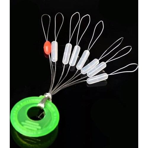 Simpleyi 10pcs/lot Fishing Bobber Float 8 in 1 Black Rubber Oval Stopper Space Bean Connector Fishing Line Tackle Accessories