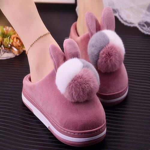 Winter ladies comfortable cotton slippers home thick bottom non-slip thick bottom warm feet cute slippers large size 41