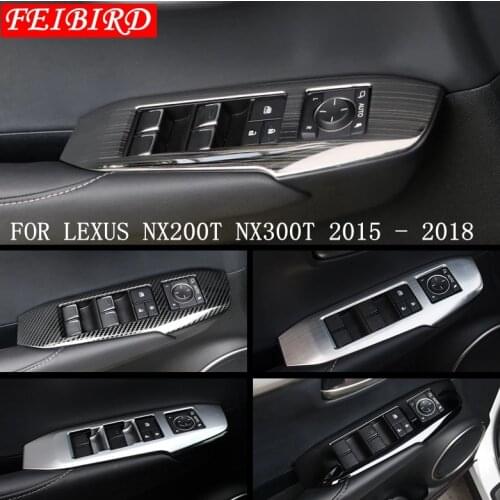 For LEXUS NX200T NX300T 2015 - 2018 ABS STAINLESS STEEL Inner Car Door Armrest Window Lift Switch Button Protection Cover Trim