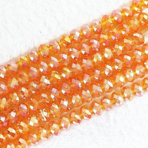 Top quality orange red crystal glass AB color 3*4mm 4*6mm 5*8mm 8*10mm rondelle faceted loose beads 15"B694