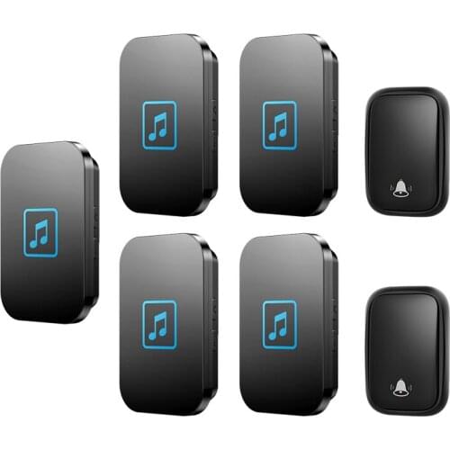 WEMEDA Home Welcome Self-powered Wireless Doorbell with No Battery Required 60 Chimes 0-110DB 2 Transmitter 5 Receiver Door Bell