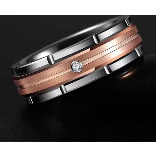 YWSHK New Fashion Titanium Steel Ring for Man Woman Rose Gold Brushed Wedding Band for Party Wedding Jewelry Gift Wholesale