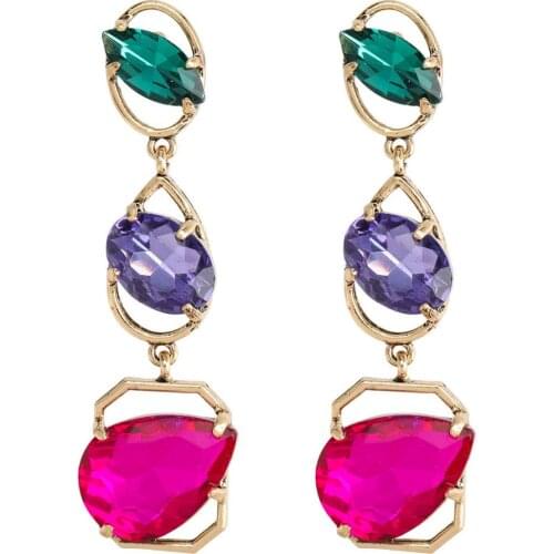 New Glass Crystal Gems Water Drop Dangle Earrings For Women Fashion Jewelry Bohemian Statement Earrings Accessories