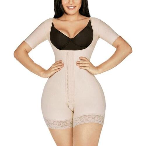 Women Push Up Bodysuit Postpartum Seamless Shapewear Bodysuit with Sleeves Shapewear Slimming Fajas
