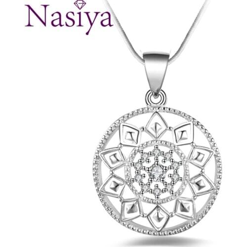 925 Sterling Silver Cubic Zirconia Charm Statement Pendant Necklace Women Jewelry With a Chain