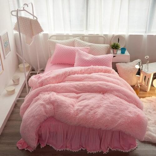 Winter Warm Soft Plush Duvet Cover Queen King Size Duvet Cover White Pink Bedding Set King Size Bed Set Duvet Cover Single Piece