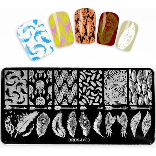 1pcs 6*12cm Nail Art Stamping Plate Animal Flower Letter Feather Geometry Template Printing Stainless Steel Tools Image Stencil