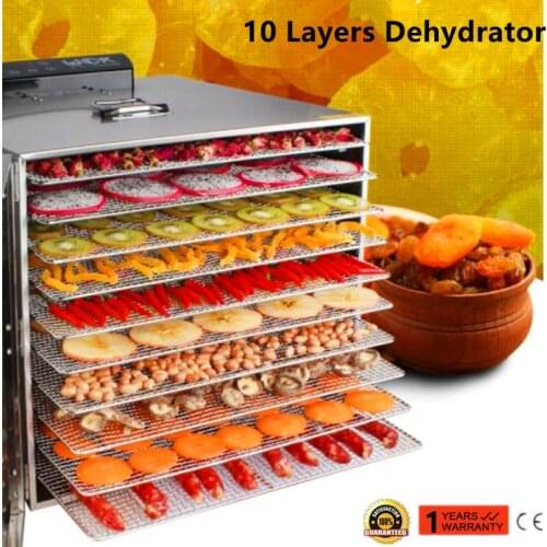 10 Floors Fruit Dryer Food Dehydrator Meat and Seafood Dryer 110V/220V Smart Touch Stainless Steel Material Tempered Glass Door
