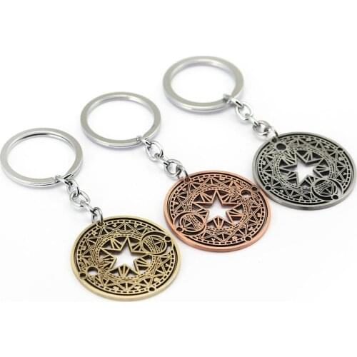 10 PCS/LOT Anime Card Captor Sakura Model Magic circle Keychain Cardcaptor keyring pendant Toy gifts