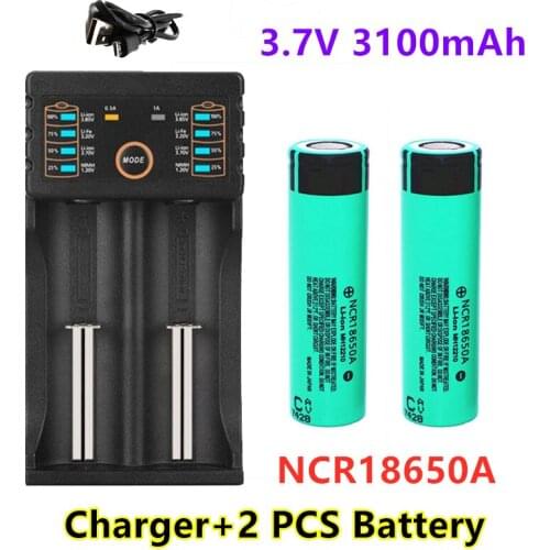 100% Original NCR18650A 3100mAh 3.7V 18650 Rechargeable Lithium li-ion Battery For Flashlight Laptop Batteries + charger