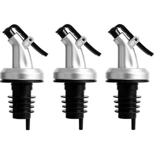 3Pcs Oil Bottle Stopper Lock Plug Seal Leak-proof Food Grade Rubber Nozzle Sprayer Liquor Dispenser Wine Pourer Kitchen Bar Tool
