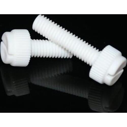 40Pcs M6 PP Slotted Knurled Screw Hand-Tightened Knurled Plastic Insulated Bolts Acid Alkali Resistant 25mm-60mm Thread length