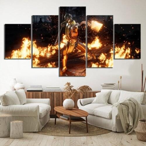 5 Pieces Mortal Kombat Canvas Poster Modern Pint Painting Wall Art Modular Picture Bedroom Home Decoration Artwork