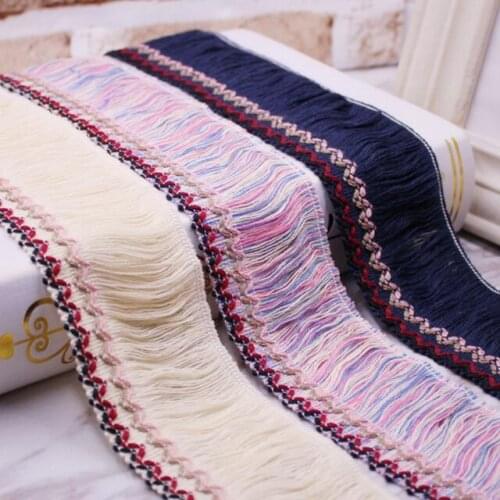 50yards 6CM Color Beige Tassel Lace Trim Cotton Fringe Fabric Ribbon DIY Fashion Dress Garment Curtain Scarf Sewing Accessories