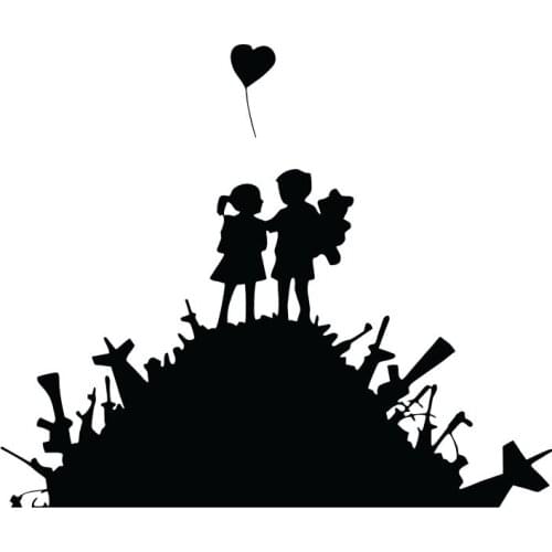 Banksy Gun Head Creative Design Boy Girl Applique Fashion Body Decoration Pvc Waterproof Car Sticker Black/white/red/laser