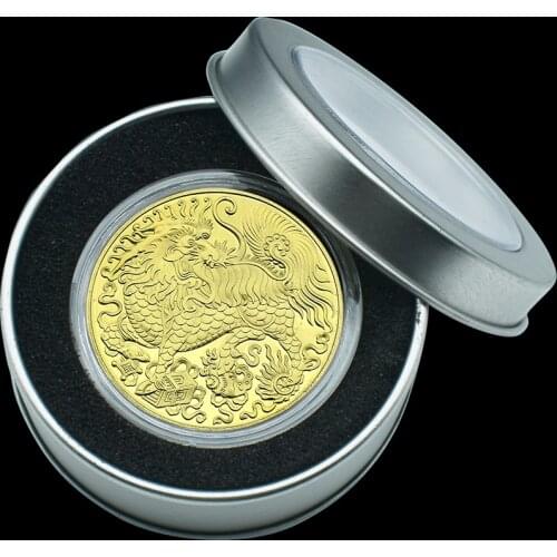 Auspicious Wishful Town House Warding Off Evil Spirits Badge Chinese TraditionalKirin Painted Lucky Gold Coin Holiday Gift