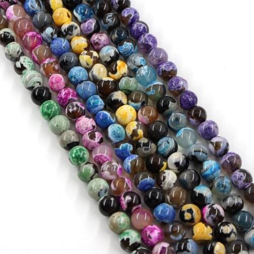 Grade B) Natural Agate Beads Round Ball Multicolor Dyed Spacer Loose Beads DIY Making Bracelets Necklace Women Jewelry,1Strand