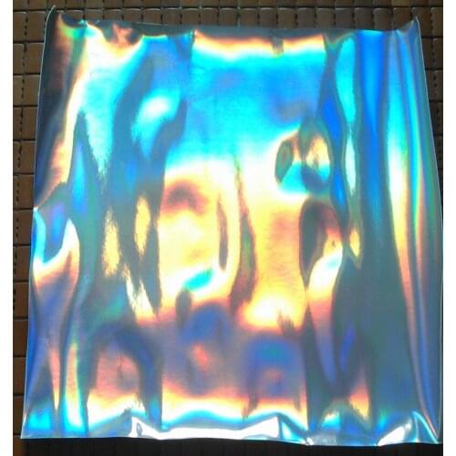 30CM*30CM silver base Colorful Holographic PU leather fabric Laser Artificial Leather material wholesale for hat, handbag, shoes