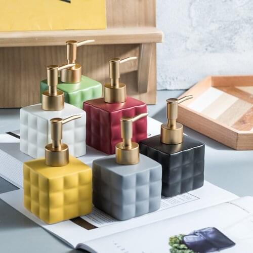 Unique Design Square Soap Dispenser Bathroom Accessories Nordic Home Ceramic Shampoo Bottle Liquid Soap Dispenser Holder
