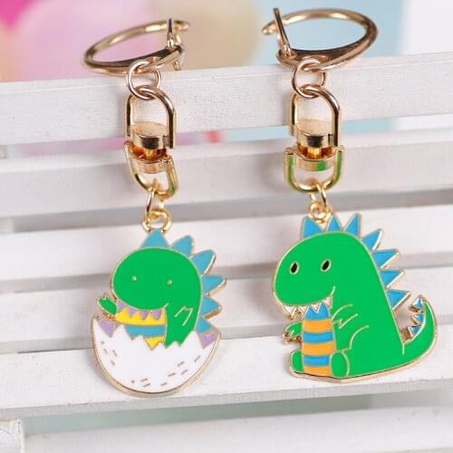 DIY Cartoon Keyring Little Animal Alloy Keychain Super Cute Green Broken Shell Dinosaur Couple Birthday Gift Key Chain Jewelry