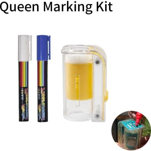 Economy Plastic Bee Queen Beekeeping Marking Kit With Marker Pen Catcher One-Handed Mark Bottle Plunger Plush For Beekeeper