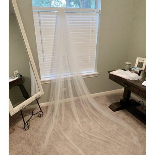 Plain 1 Tier Wedding Veil Cathedral Length Tulle Bridal Veil 3M X 3M
