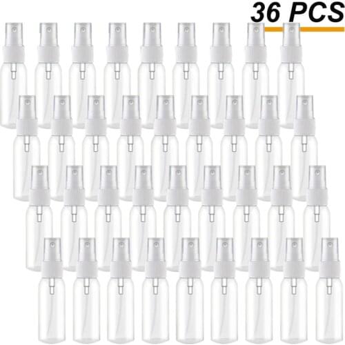 36Pcs 30Ml/1Oz Mini Fine Mist Spray Bottles Portable Refillable Small Empty Clear Plastic Travel Perfume Cosmetics Containers