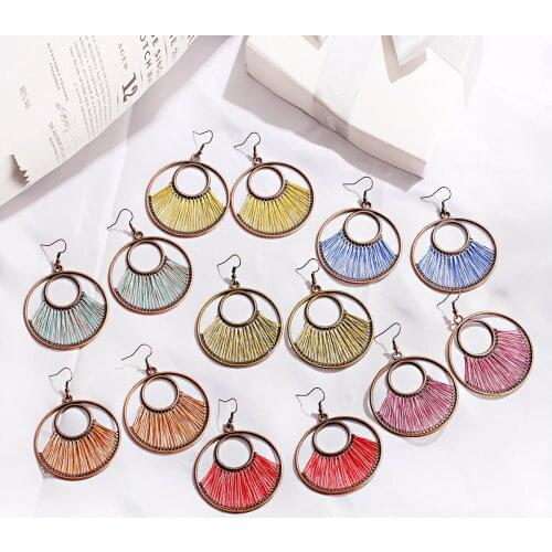 Round Earring Thread Colorful Earrings For Women Boho Jewelry Hoop Earring Pendientes Aros Ear Kolczyki Girl Jewelry Gift Travel