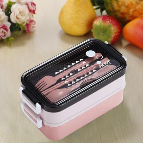 Lunch Box with Soup Bowl for Student Office Worker Microwave Heating Double-layer Box Bento Food Container Storage Box