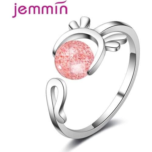 Fashion Trendy Korean Women Open Rings 925 Sterling Silver Adjustable Cat Design Knuckle Crystal Jewelry Finger Ring Girl Gift