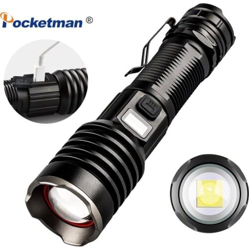 500000LM Powerful Flashlight LED XHP160 Waterproof IPX6 Zoomable Torch Rechargeable Lamp for Camping Fishing Use 18650 Battery