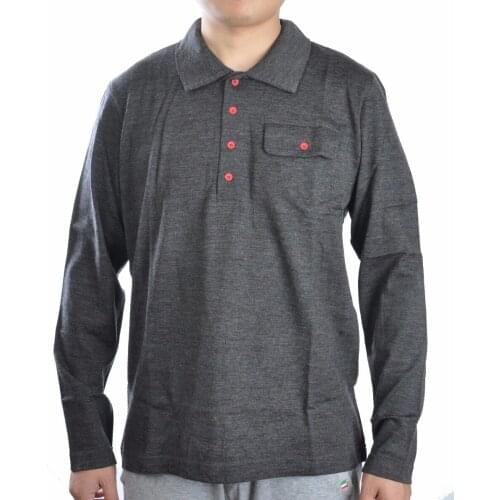 Clearance sale Mens 100% Merino Wool Pullover Breathes Polo Shirt Top With Button Long Sleeve Spring Free Shipping Final Sale