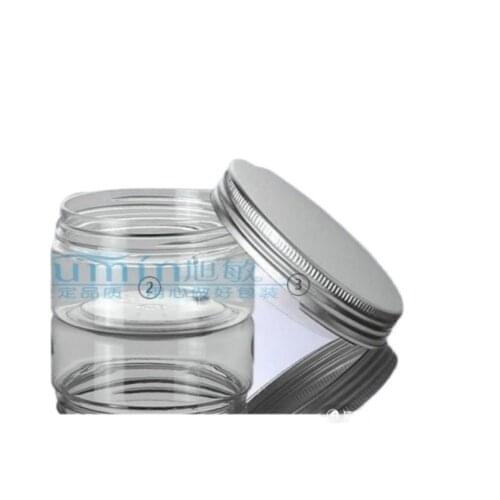 100g clear PET Bottle With Gorgeous silver aluminum Cap, 100ml Transparent Plastic Container Cream Jar, Cosmetic jar