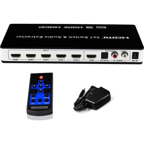 PUZHIJIE 5x1 4K2K HDMI Switch with 4X1 HDMI ports and IR remote control HDMI 1.4 switcher Box for PC HDTV