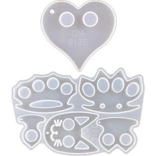 2Pcs DIY Self-Defense Finger Keychain Mold Knuckles Keyring Epoxy Resin Mold Kit A0NF