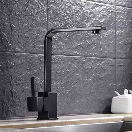 T-mix High Body Kitchen Sink Faucet Black Kitchen Faucet Contemporary Dual Holder Kitchen Hot and Cold Water Tap