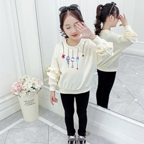 Girls' Sweatshirts Babys Kids Outwear 2021 Stripe Spring Autumn Top Teenagers Pullover Formal Sport Cotton Childrens Clothing