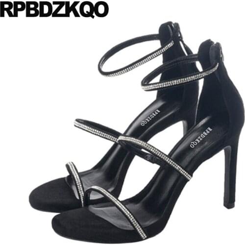 Pumps diamond stiletto fetish designer shoes women luxury 2019 sexy rhinestone sandals black crystal high heels ankle strap