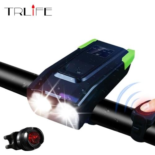 Smart Headlight USB Rechargeable Bicycle Front Light Set 4000mAh Induction Bike light With Horn LED Bike Lamp Cycle bike Light
