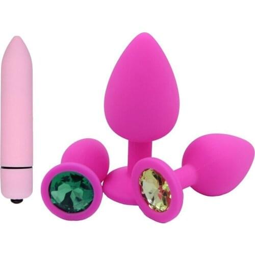 Vibrator Pink Crystal Jewelry Butt Plug Massager Stimulation Vibrador Masturbation Anal Adult Sex Toys For Women Gay Men Shop