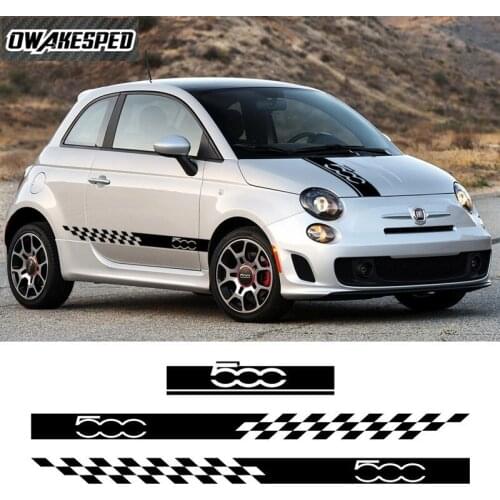 Vinyl Decal Accessories For-Fiat 500 Auto Engine Cover Bonnet Stripes Exterior Body Decor 1 set Car Hood Door Side Skirt Sticker