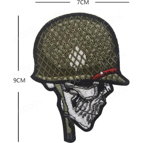 Soldier Helmet Embroidery Patch Skull Head Military Patches Tactical Combat Emblem Appliques Embroidered Badges Drop Ship