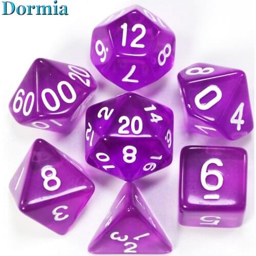 High Quality 7 Pcs/set Transparent Crystal Digital Polyhedral Dice Sets D4-D20 , for Dnd Dados Rpg Board Game