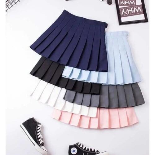 2021 New College Style Short Skirt Women Korean A-line Skirt Summer Half Length Skirt Plaid Skirt High Waist Slim Pleated Skirt