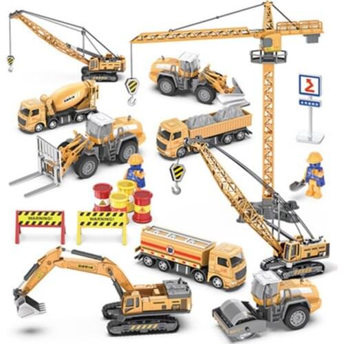 1:55 Diecast Back Hoe Loader 4 Wheel Alloy Excavator Model Crane Engineering Vehicle Construction Alloy Car Toys for Kids